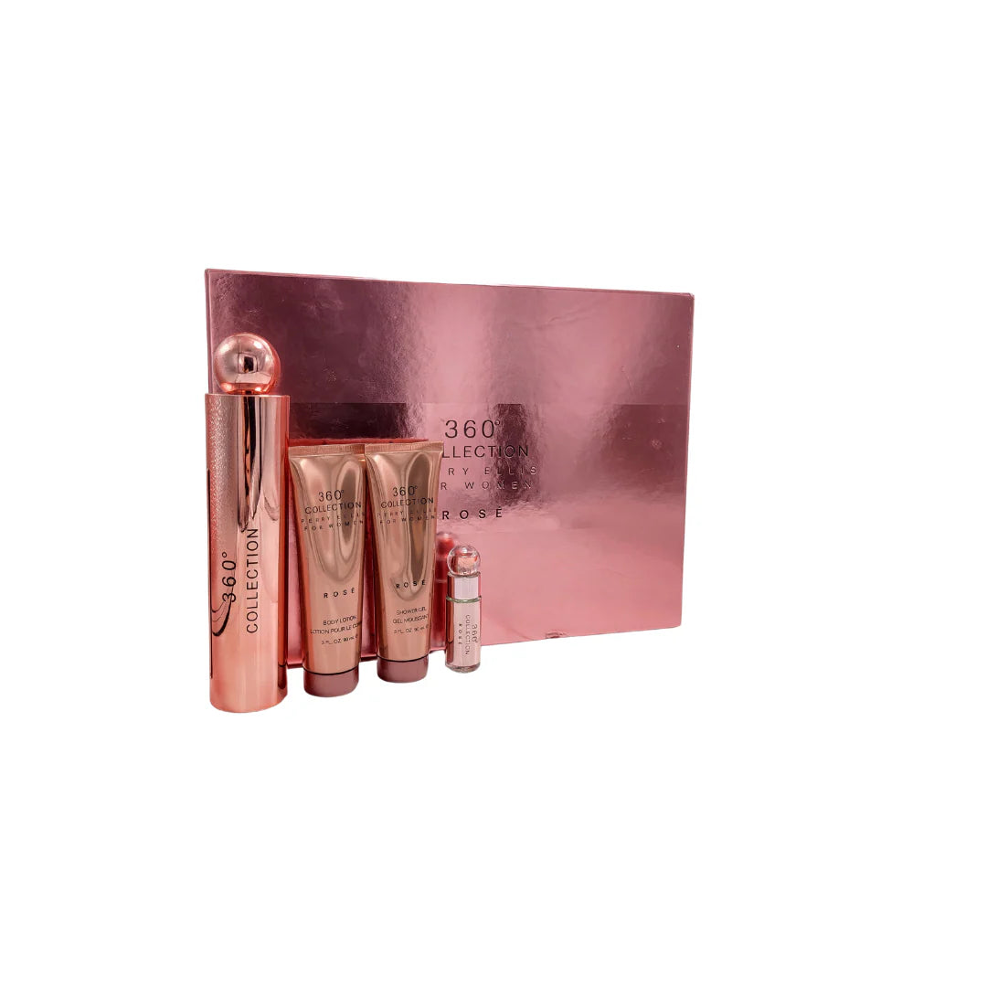PERRY ELLIS FOR WOMEN SET 360 COLLECTION ROSE EDP 4 PC SP 100ML/ SG 90ML/ BL 90ML/ MINI SP 7.5ML